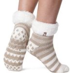 Ladies Original Aberfeldy Lounge Socks with Comfy Turnover Feather Top – Oat