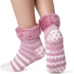 Ladies Original Aberfeldy Lounge Socks with Comfy Turnover Feather Top – Rose Blush