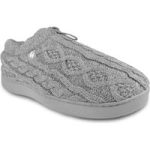 Ladies Ava Cable Drawstring Thermal Slippers – Grey