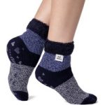 Ladies Original Lounge Socks with Comfy Feather Top – Auriga Navy & Lilac