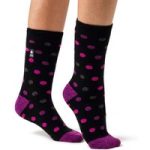 Ladies Lite Malaga Dots Socks – Black & Berry