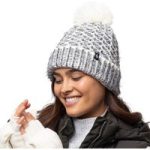 Ladies Lund Pom Pom Hat – Black & Cream