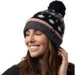 Ladies Rockies Bobble Hat – Black & Grey