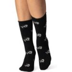 Ladies Ultra Lite Bellis Floral Socks – Black