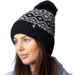 Ladies Billingen Jacquard Pom Pom Hat – Black