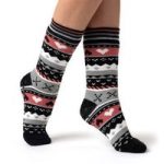 Ladies Soul Warming Dual Layer Slipper Socks – Black & Coral