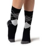 Ladies Ultra Lite Valletta Argyle Socks – Black & Grey