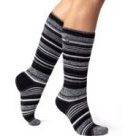 Ladies Lite Mahonia Long Socks – Black Stripes