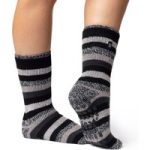 Ladies Original Petunia Stripe Slipper Socks – Black