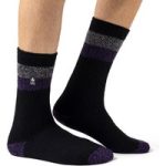 Mens Original Lindos Double Stripe Socks – Black & Purple