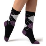 Ladies Ultra Lite Valletta Argyle Socks – Black & Purple