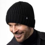 Mens Lawson Turn Over Cuff Ribbed Hat – Black