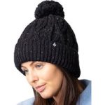 Ladies Salzburg Nepp Yarn Pom Pom Hat – Black