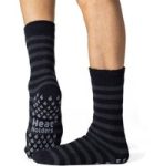 Mens Original Thermal Slipper Socks – Black & Charcoal Stripe