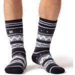 Mens Soul Warming Dual Layer Slipper Socks – Black & Charcoal