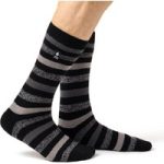 Mens Lite Split Medium Stripe Socks – Black