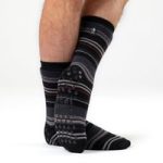 Mens IOMI Dual Layer Raynaud’s Slipper Socks – Black Stripe