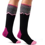 Ladies Ultra Lite Long Ski & Snow Sports Socks – Black & Pink Zig Zag