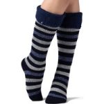 Ladies Original Hellebore Wellington Boot Socks – Navy & Grey Stripe