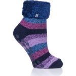 Ladies Original Sharon Lounge Socks with Turnover Top – Blue & Purple