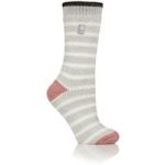 Ladies Original Amara Two Tone  Stripe Socks – Light Grey & Muted Coral