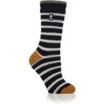 Ladies Original Amara Two Tone  Stripe Socks – Navy & Mustard