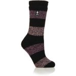 Ladies Original Neve Wide Stripe Socks – Black & Mulberry