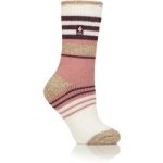 Ladies Original Cherith Varied Stripe Socks – Cream & Muted Coral