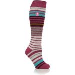 Ladies Original Long Ski & Snow Sports Fine Stripe Socks – Raspberry & Cabernet