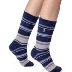 Ladies Original Calanda Block Stripe Socks – Twilight Blue