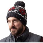 Mens Helsinki Bobble Hat – Charcoal & Red