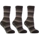 Special Offer 3 Pairs Kids Thermal Slipper Socks – Charcoal Stripe