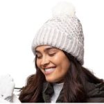 Ladies Lund Pom Pom Hat – Coral & Cream