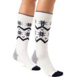 Ladies Ultra Lite Long Ski & Snow Sports Socks – Cream Fairisle