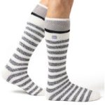 Mens Original Extra Long Ski & Snow Sports Socks – Cream Stripe