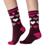 Ladies Lite Dunham Jacquard Socks – Pink Hearts