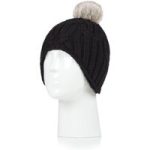 Kids Frosty Cosy Ears Cable Pom Pom Hat – Black