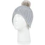 Kids Frosty Cosy Ears Cable Pom Pom Hat – Grey