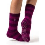 Ladies Original Seville Stripe Slipper Socks – Deep Fuchsia & Berry