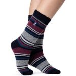 Ladies Original Geneva Multi Stripe Socks – Navy & Cabernet