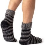 Mens Original Whitaker Lounge Socks with Rib Top – Black Stripe