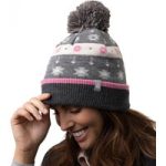 Ladies Rockies Bobble Hat – Grey & Pink