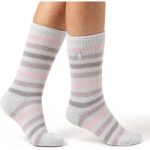 Ladies Original Rosebud Stripe Socks – Grey & Pink