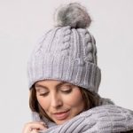 Ladies Maine Original Pom Pom Hat – Light Grey