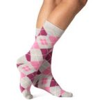 Ladies Lite Jasmine Socks – Pink & Grey Argyle