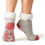 Ladies Original Lounge Socks with Turnover Feather Top – Light Grey