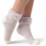 Ladies Original Sleep Socks with Turnover Feather Top – Mauve & Cream