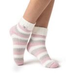 Ladies Original Sleep Socks with Turnover Rib Top – Grey & Pink