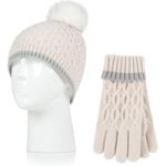 Kids Ice Palace Pom Pom Hat & Gloves – Cream