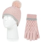 Kids Ice Palace Pom Pom Hat & Gloves – Dusky Pink